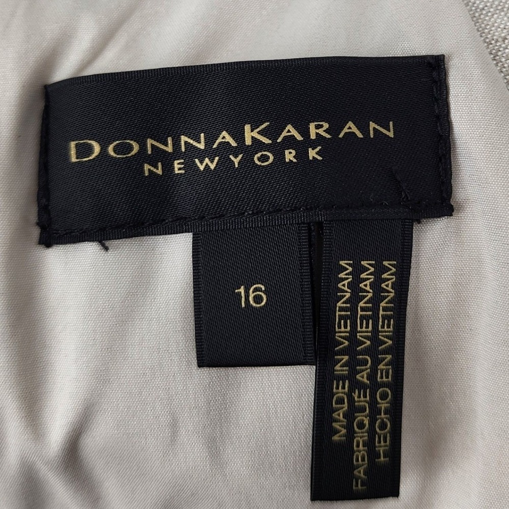 Donna Karan New York Linen Blend Halter Vest Top Beige Gold Button Size 16 NWT - Picture 6 of 8